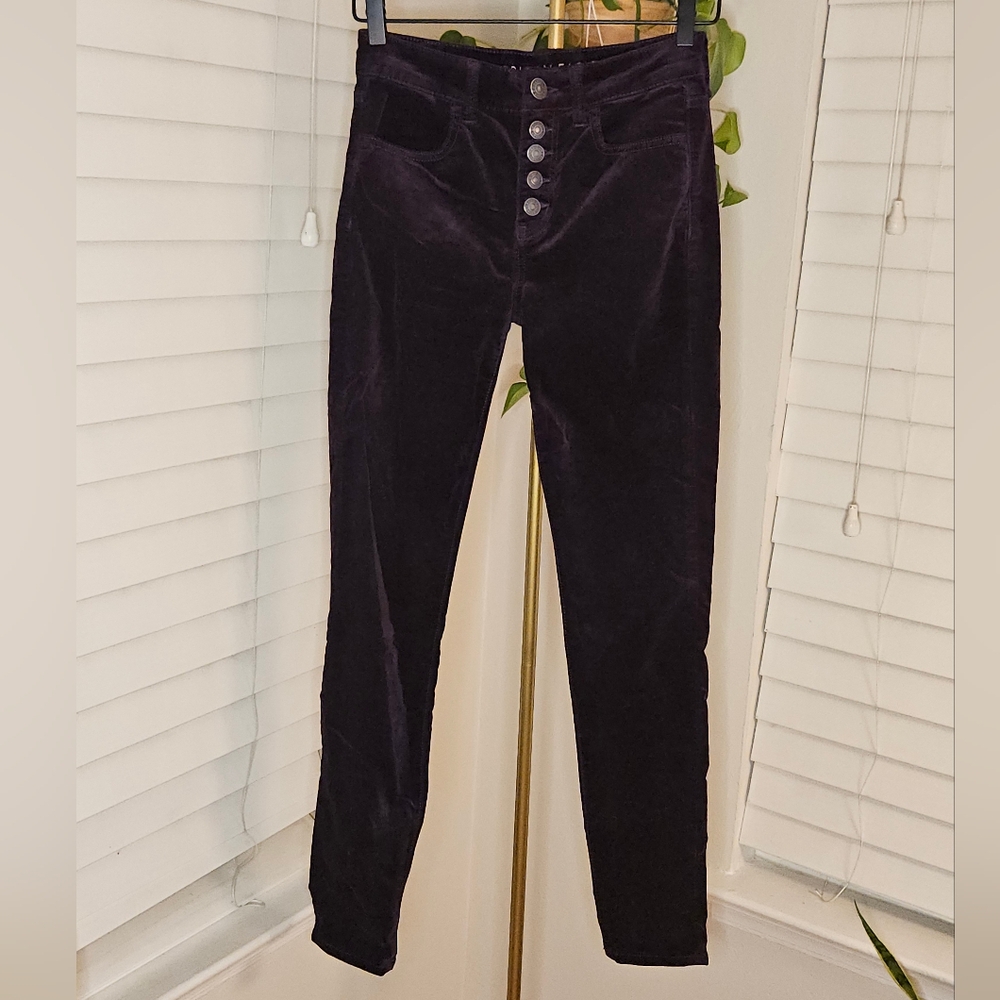 American Eagle Outfitters Purple Velvet Skinny Pants